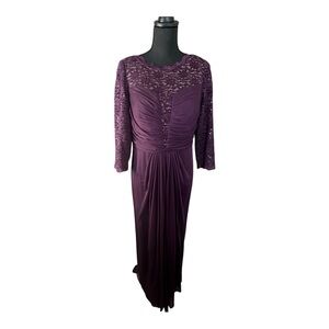 Alex Evenings Long Sleeve Purple Gown